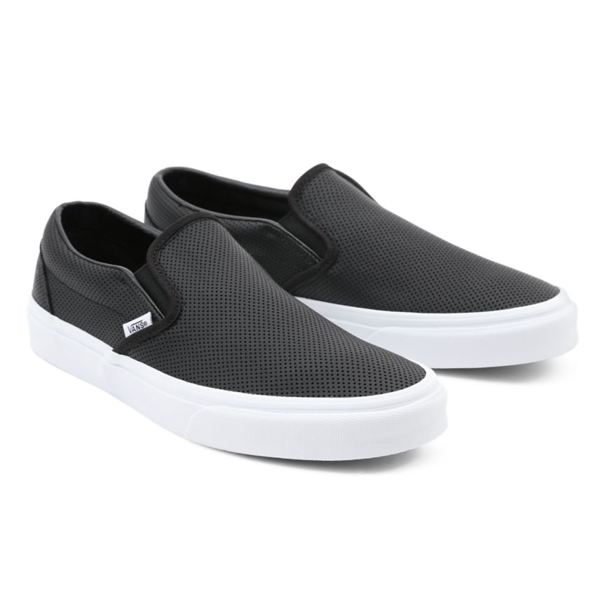 Vans Perf Leather Classic Slip-On Dam Svarta - Vans Slip On Skor Storleksguide (XGDCV6274)